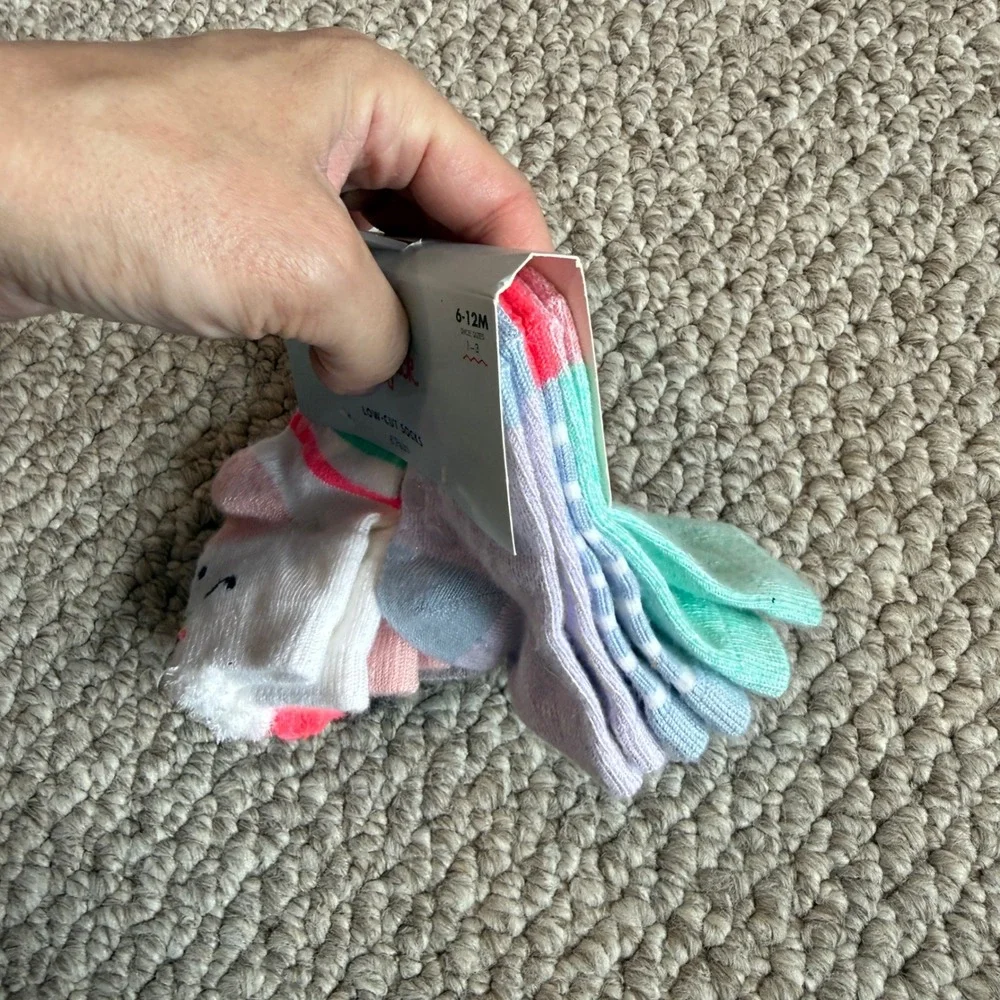 Cat & Jack Baby Girls‎ Low-Cut Socks 6 Pairs Stripes Multi Size 6-12 Months